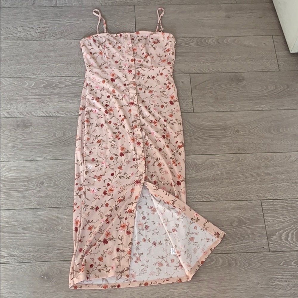 Long pink flower dress